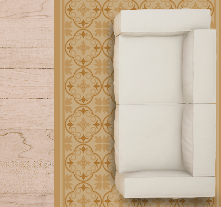 Geometrik çini motifi oturma odası pvc halı - TenStickers