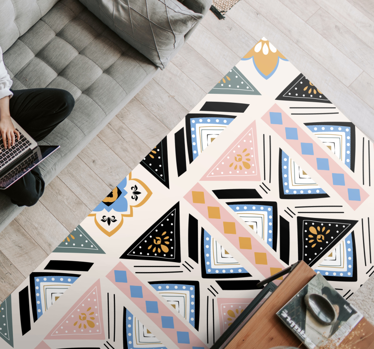 Geometrik desenli goblen geometrik pvc halı - TenStickers