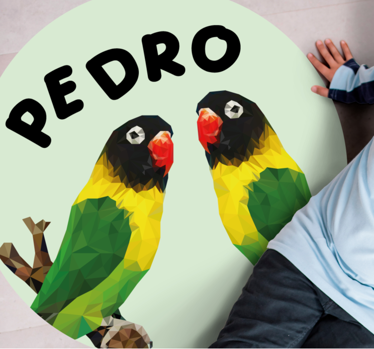 Geometrik-hayvanlar kuş çifti özel mat - TenStickers