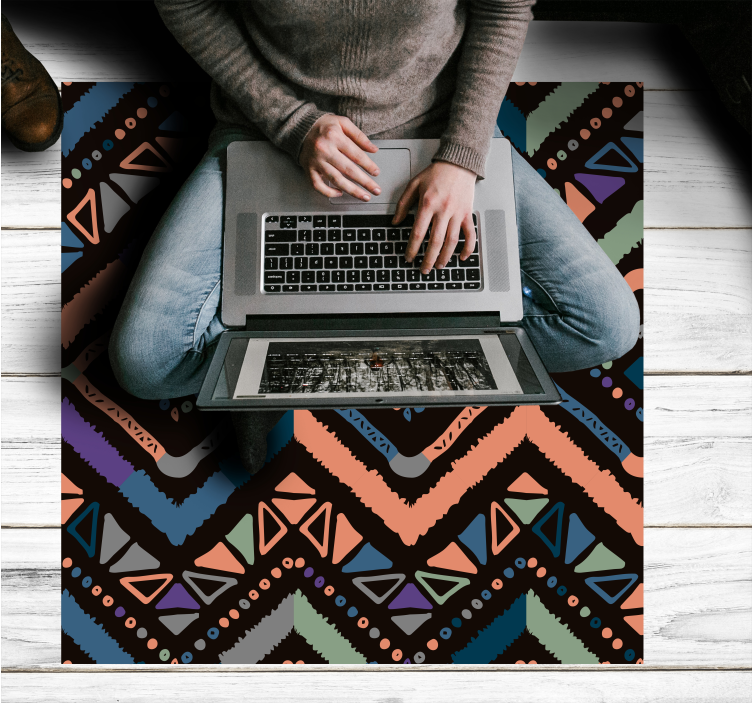 Geometrik renkli bölümler iskandinav pvc halı - TenStickers