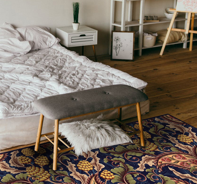 Gerçekçi desenli illüstrasyon oturma odası halı - TenStickers