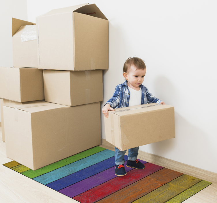 Gökkuşağı vinil halı - ahşap çizgili - TenStickers