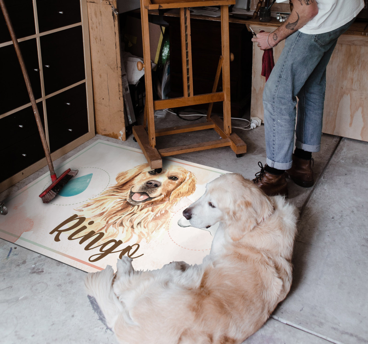 Golden retriever su ve gıda hayvan halısı - TenStickers