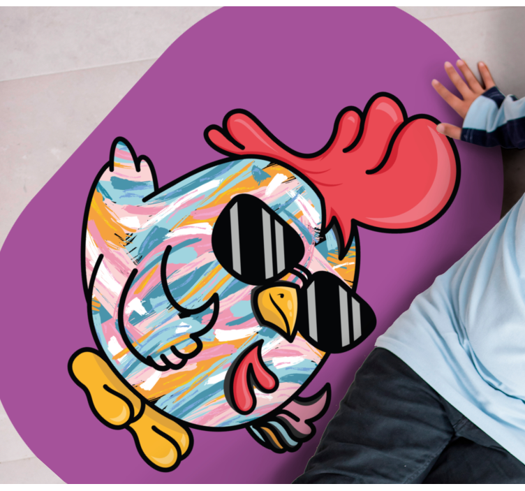 Gözlük hayvan halı ile çok renkli civciv - TenStickers