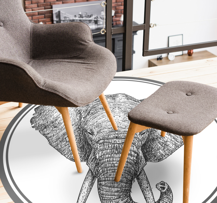 Gri fil hayvan baskı vinil halı - TenStickers