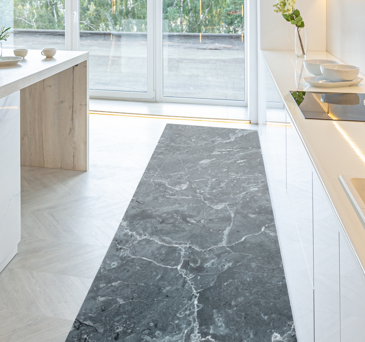 Gri mermer mutfak vinil halı - TenStickers