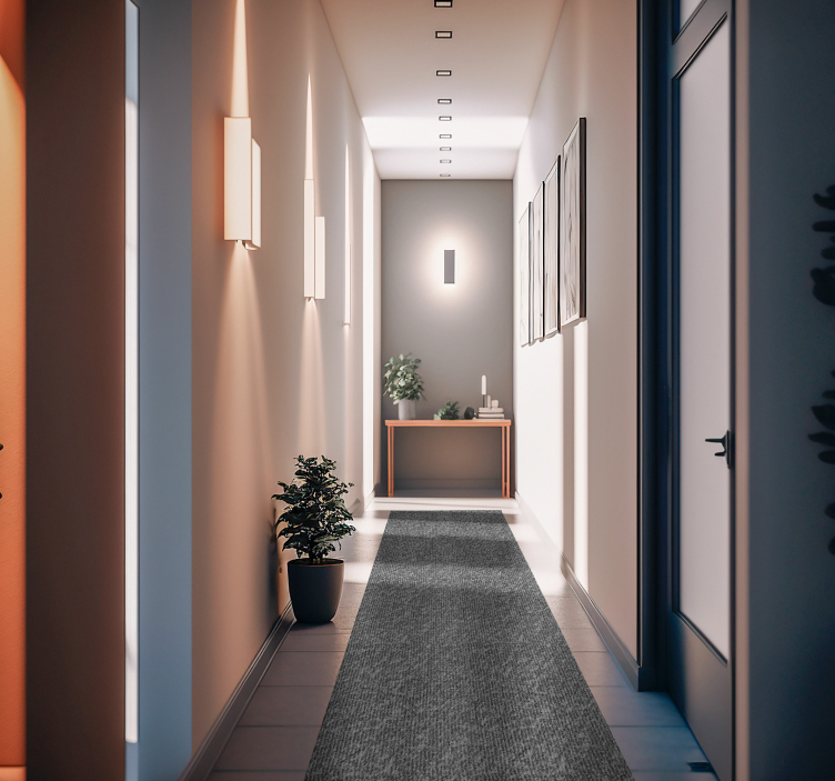 Gri tek renkli kumaş modern koridor halısı - TenStickers