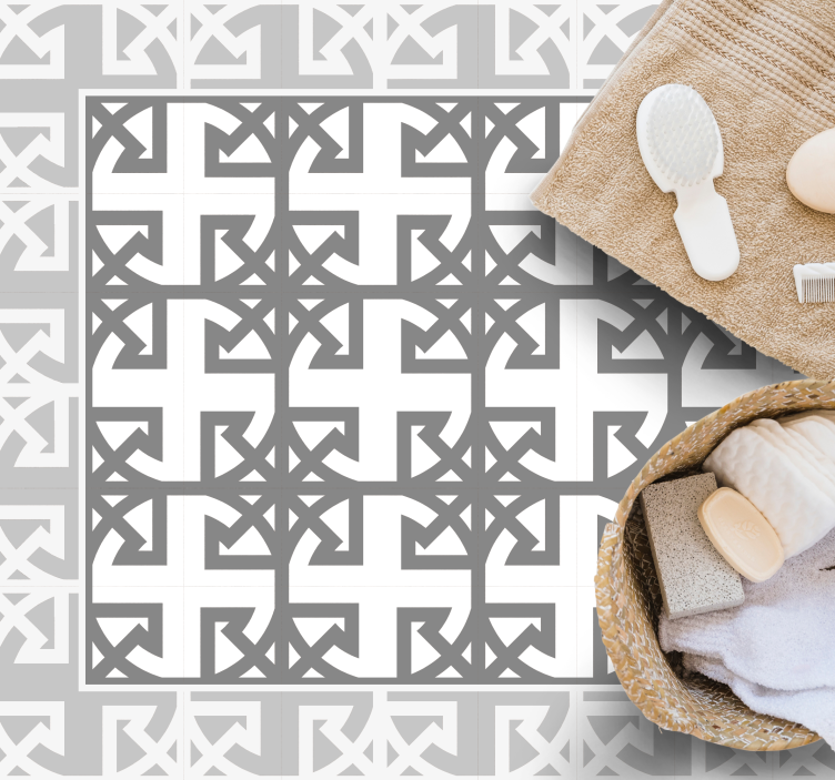 Gri ve beyaz karmaşık çizgiler karo halı - TenStickers