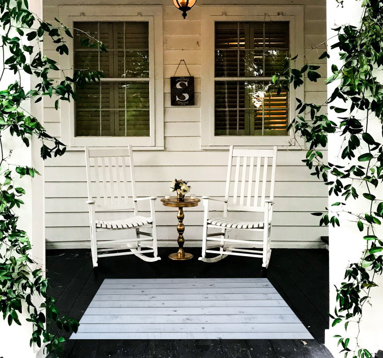 Gri ve mavi ahşap desen vinil halı - TenStickers