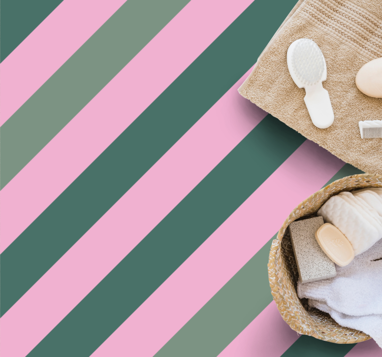 Gri ve pembe çizgiler çizgili pvc halı - TenStickers