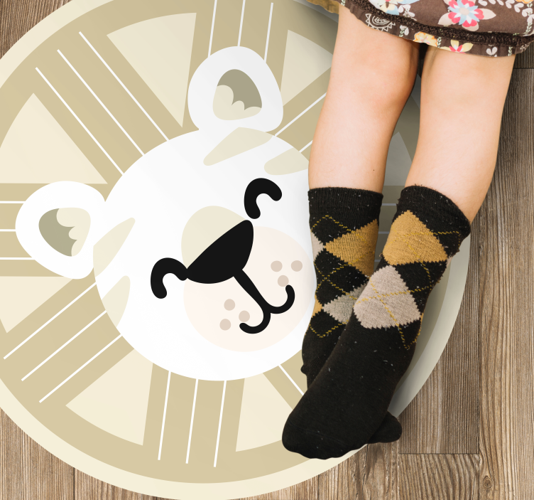 Gülümseyen aslan grafiği bebek pvc halı - TenStickers