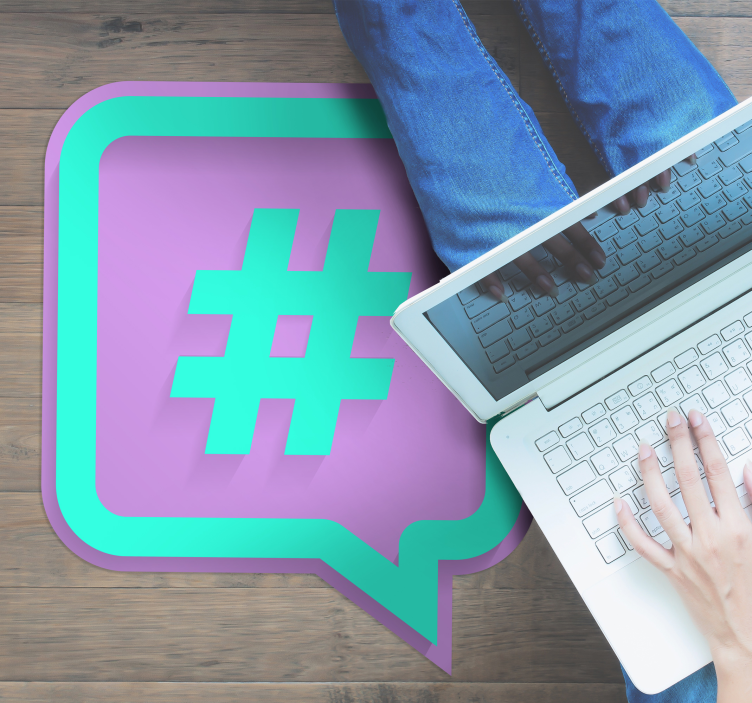 Hashtag konuşma balonu cümleleri ile pvc halı - TenStickers