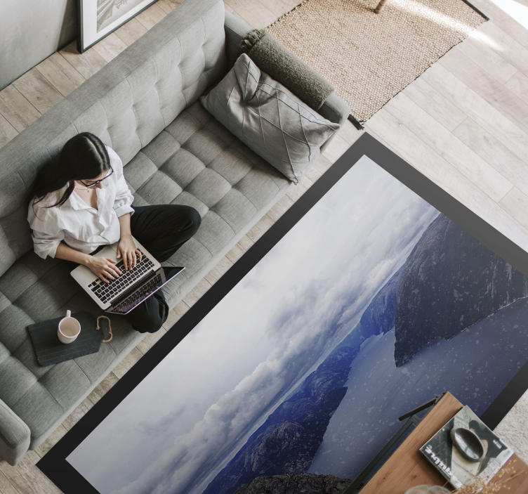 Havadan fiyort manzarası doğa pvc halı - TenStickers