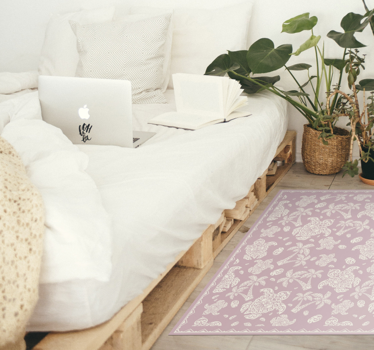 Hawaian kaplumbağa ve palmiye desen vinil halı - TenStickers