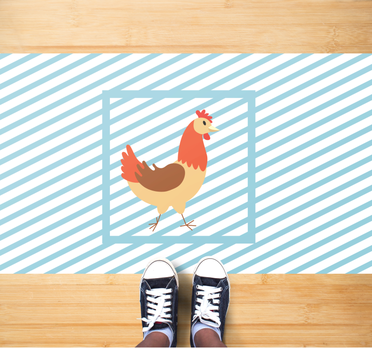 Horoz tavuk el çizimi hayvan kilim - TenStickers