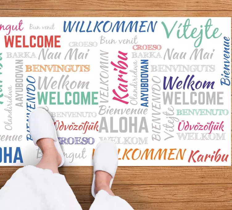 Hoş geldin aloha karibu cümleleri ile pvc halı - TenStickers