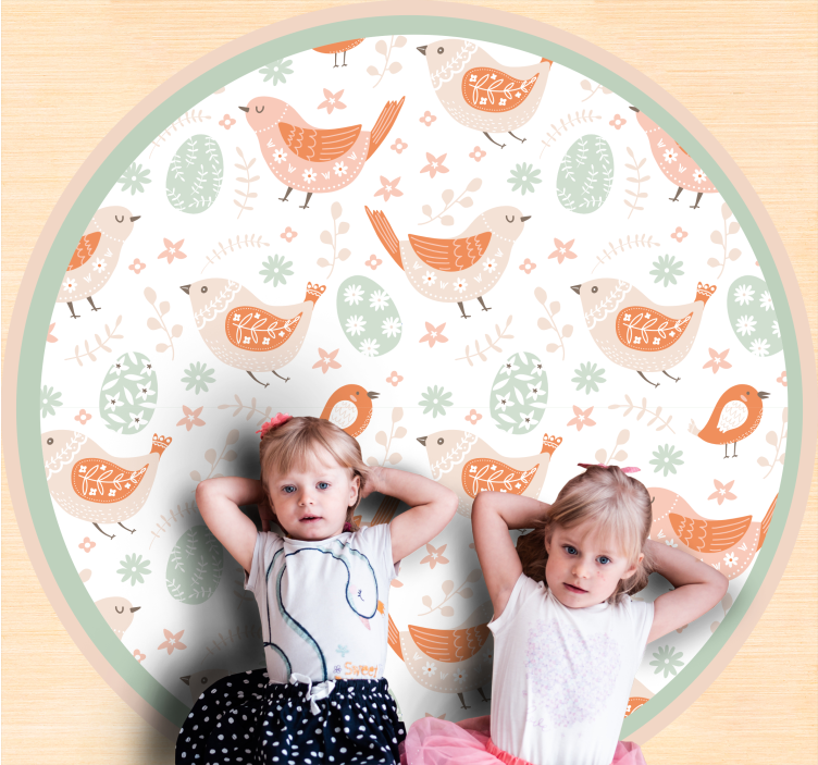 Hoş kuş motifleri doğa pvc halı - TenStickers