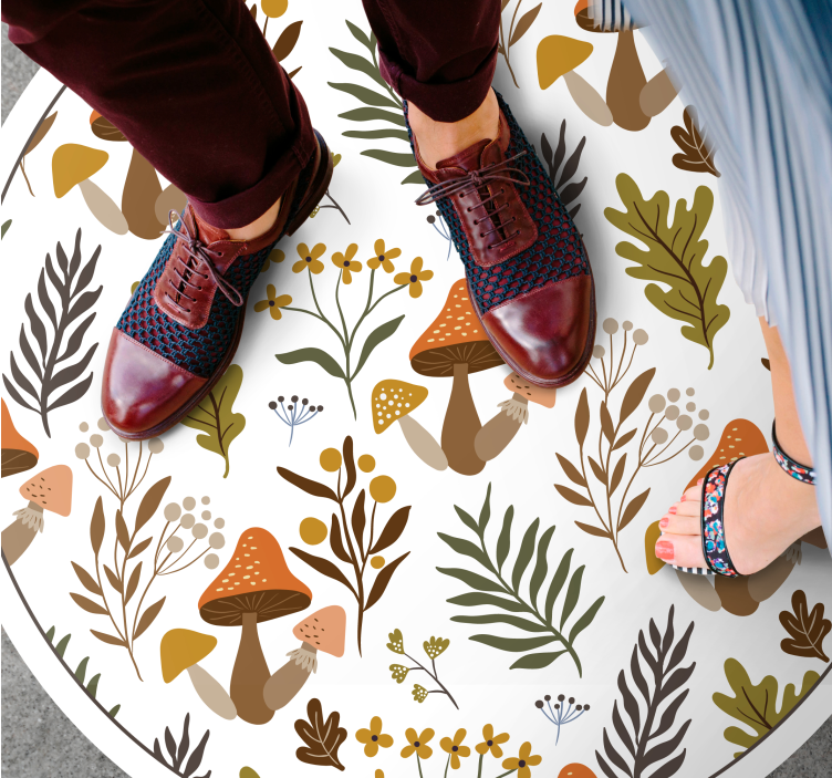 Hoş mantar motifi çiçekler ve bitkiler pvc halı - TenStickers