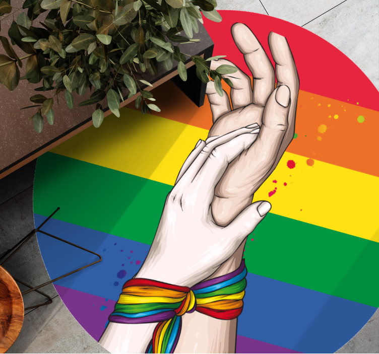 Insan eli lgbt gökkuşağı şerit oturma odası kilim - TenStickers