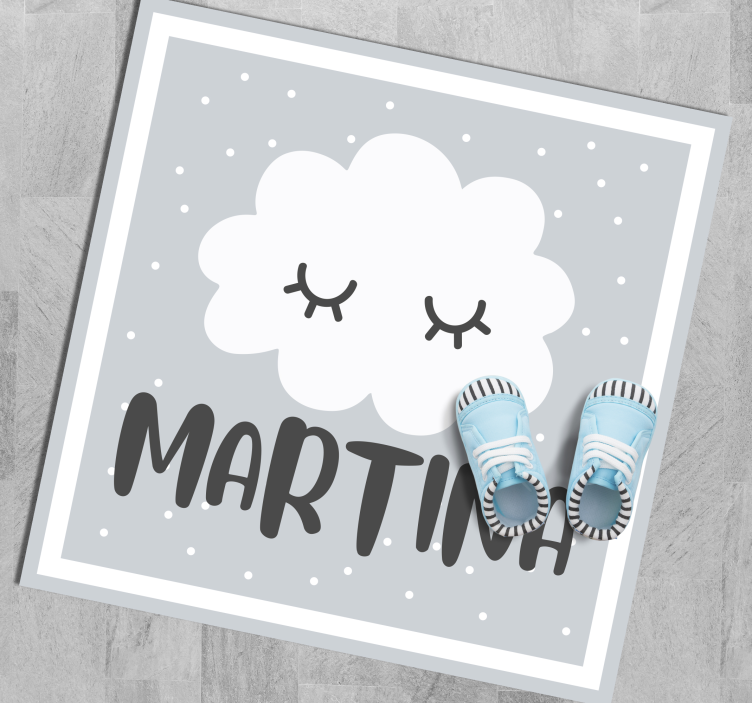 Isimli gri bulut bebek pvc halı - TenStickers