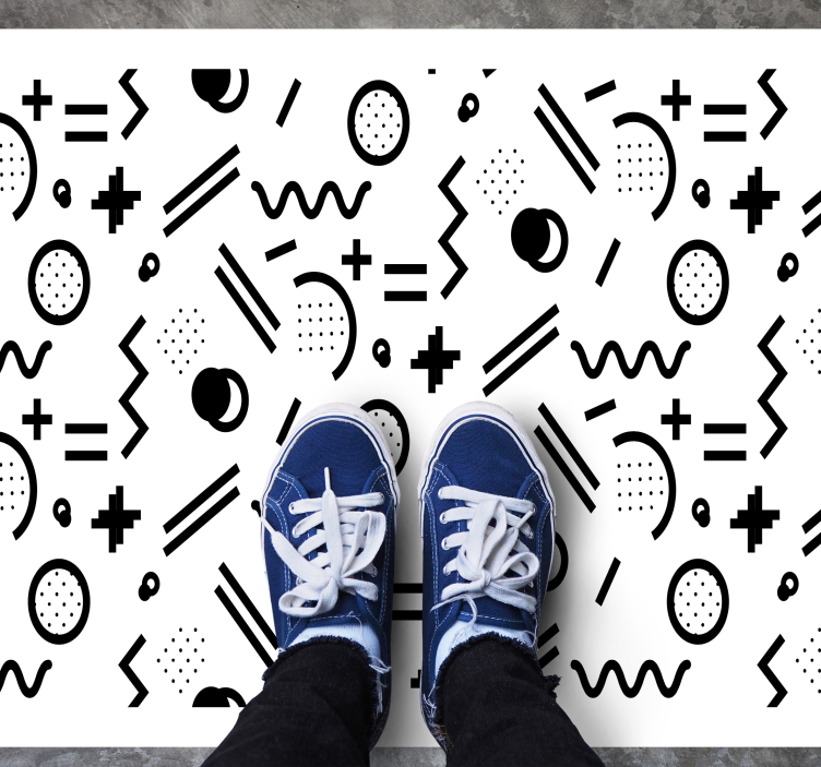 İskandinav siyah beyaz figürler minimal halı - TenStickers