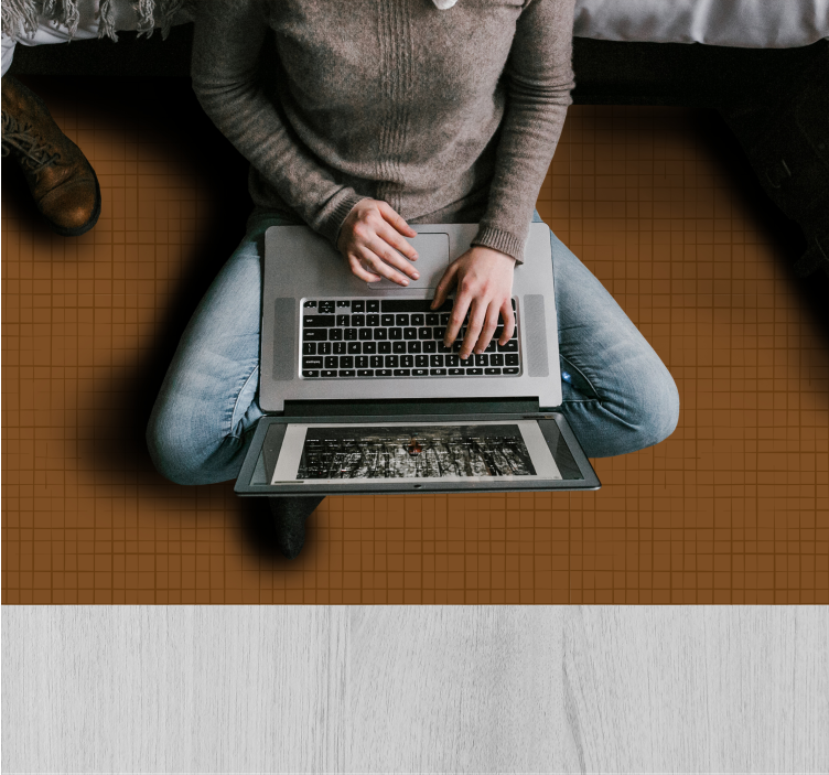 ızgara desen yüzeyi kahverengi pvc halı - TenStickers