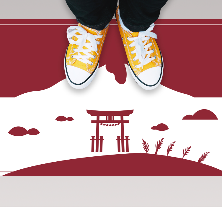 Japon manzarası dünya haritası pvc halı - TenStickers