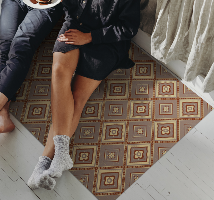 Kahverengi desen mozaik yer karoları - TenStickers