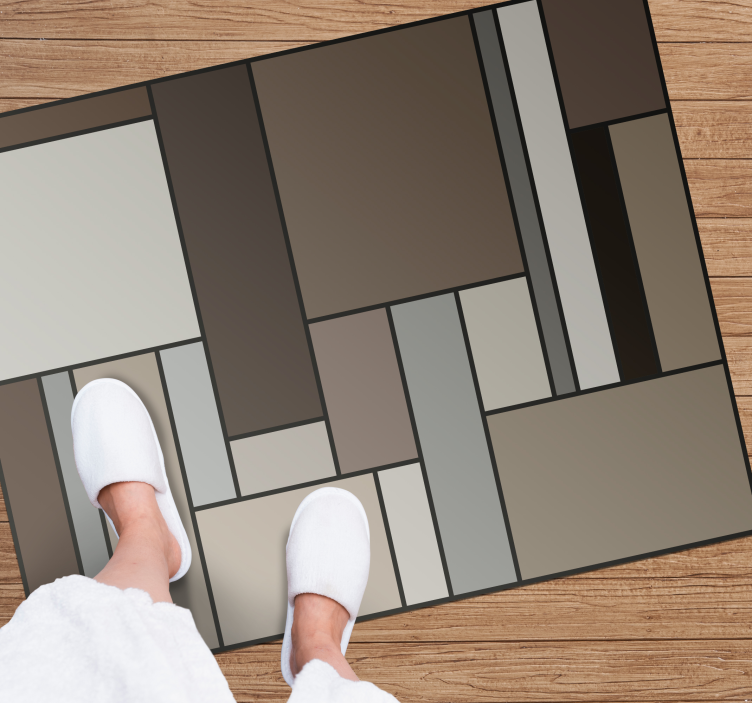 Kahverengi kareler geometrik vinil kilimler - TenStickers