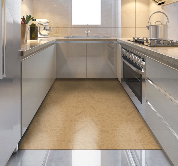 Kahverengi makarna mutfak modeli vinil halı - TenStickers