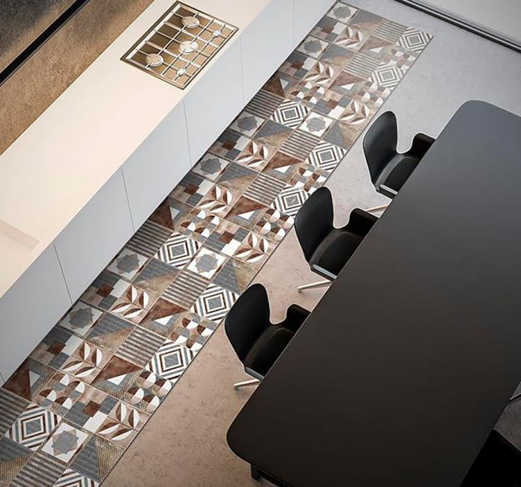 Kahverengi sementin mozaic pvc halı - TenStickers