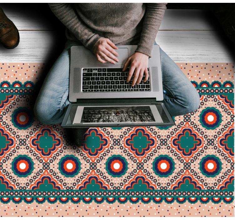 Kalın çiçek motifi etnik pvc halı - TenStickers