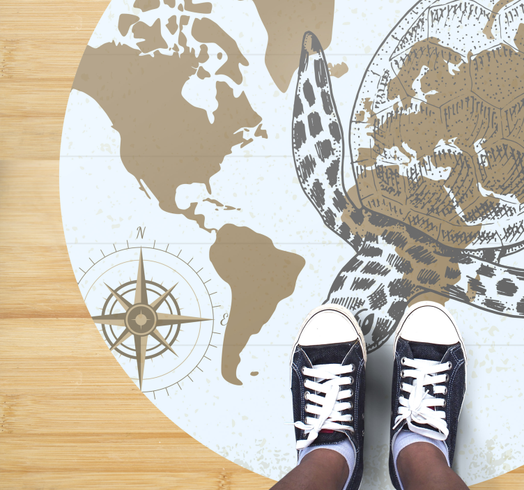 Kaplumbağa haritası hayvan vinil halı - TenStickers