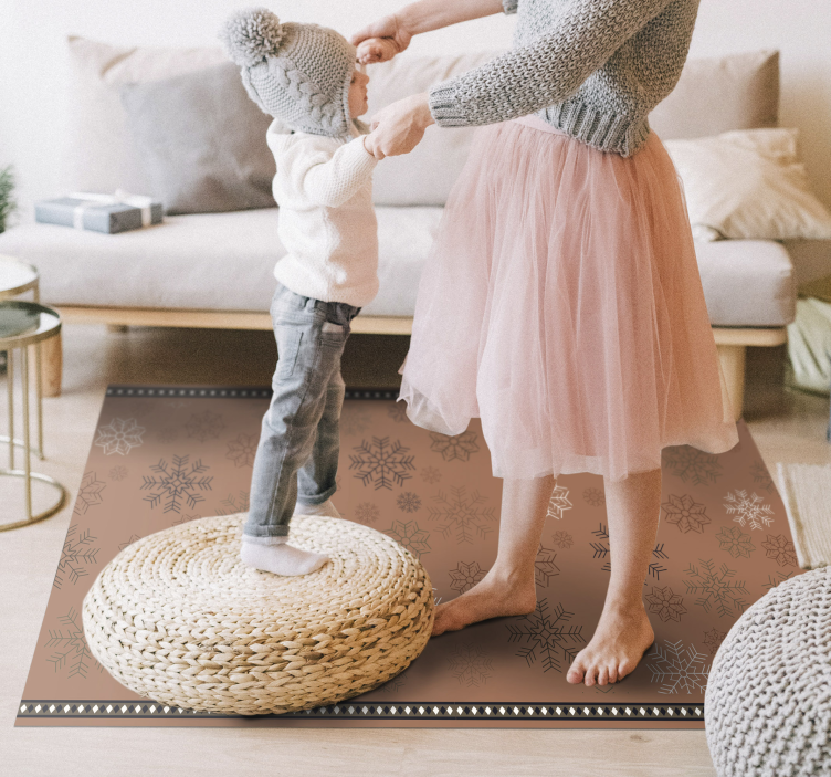 Kar tanesi motifi çiçekler ve bitkiler pvc halı - TenStickers