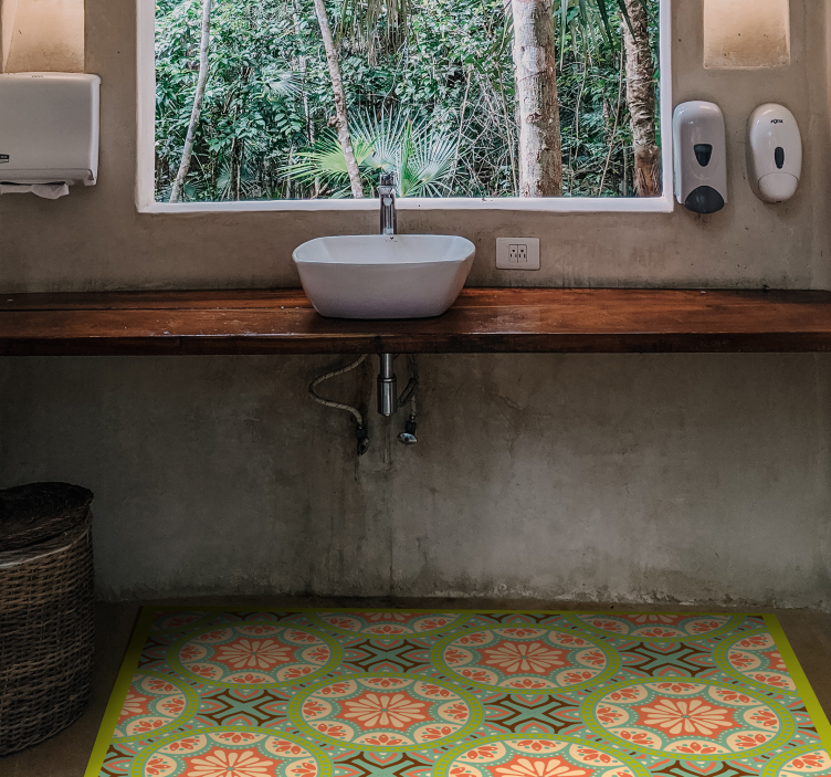 Kare farsça yeşil mozaik yer karoları - TenStickers