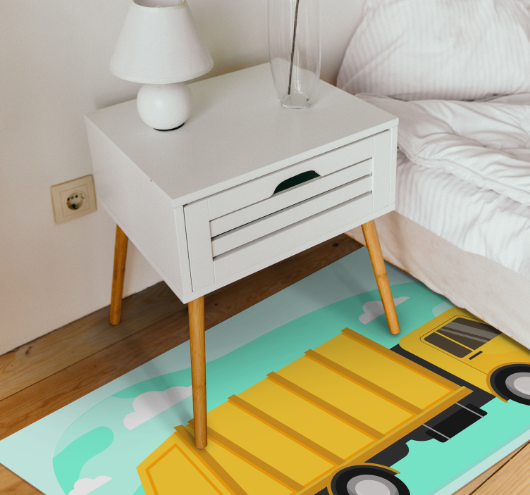 Karikatür damperli kamyon pvc halı - TenStickers