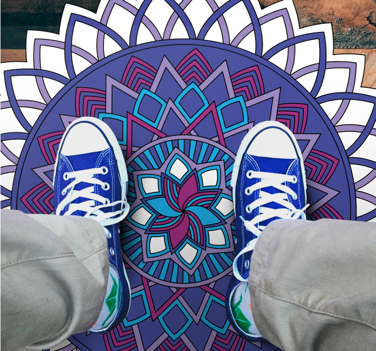 Karmaşık çiçek aranjmanı mandala pvc halı - TenStickers