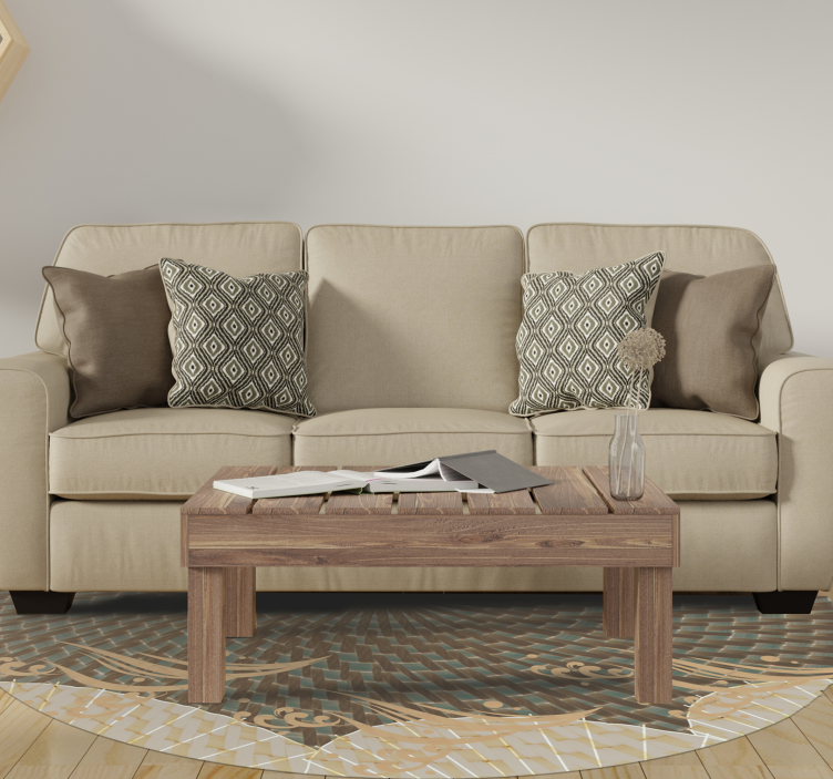 Japandi dokulu stil oturma odası pvc halı - TenStickers