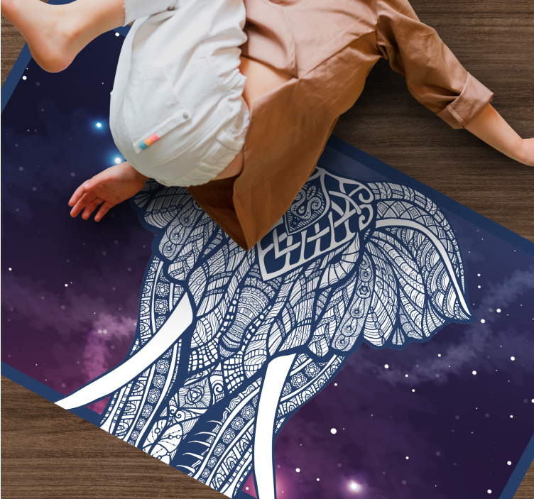 Karmaşık fil sanat eseri isimlerle pvc halı - TenStickers