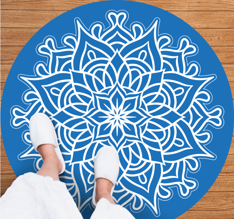 Karmaşık mavi kompozisyon mandala pvc halı - TenStickers