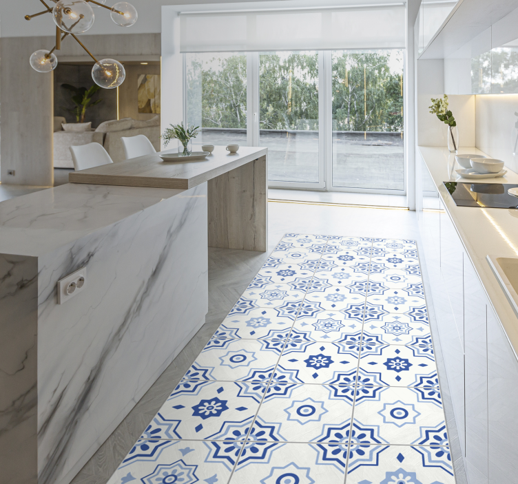 Karo halı zemin koşucu modern halı - TenStickers