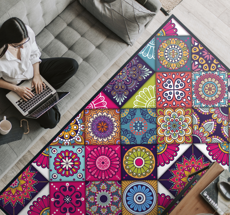 Muhteşem karo kompozisyon vinil halı - TenStickers