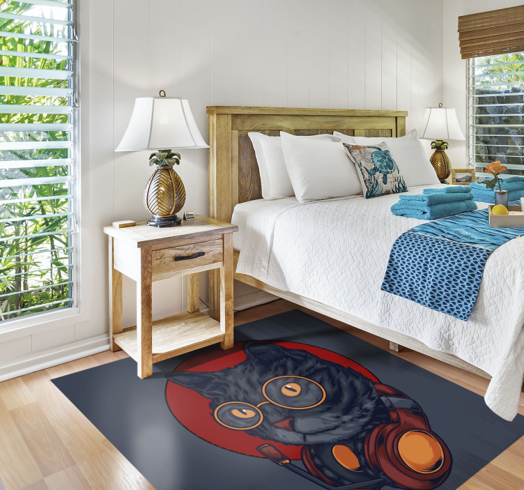 Kedi müzik illüstrasyon hayvan halı - TenStickers