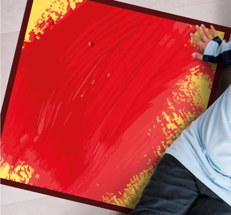 Kırmızı boya sarı arka plan kare vinil halı - TenStickers