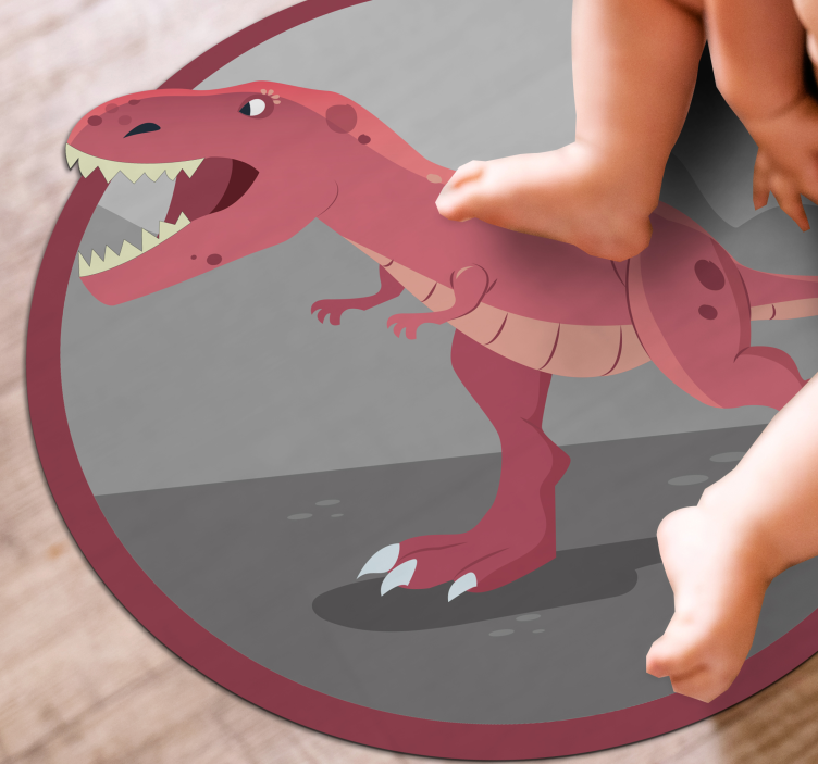 Kırmızı dinozor kükreme 3d vinil halı - TenStickers