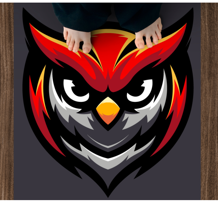 Kırmızı oyun maskotu baykuş yatak odası halısı - TenStickers