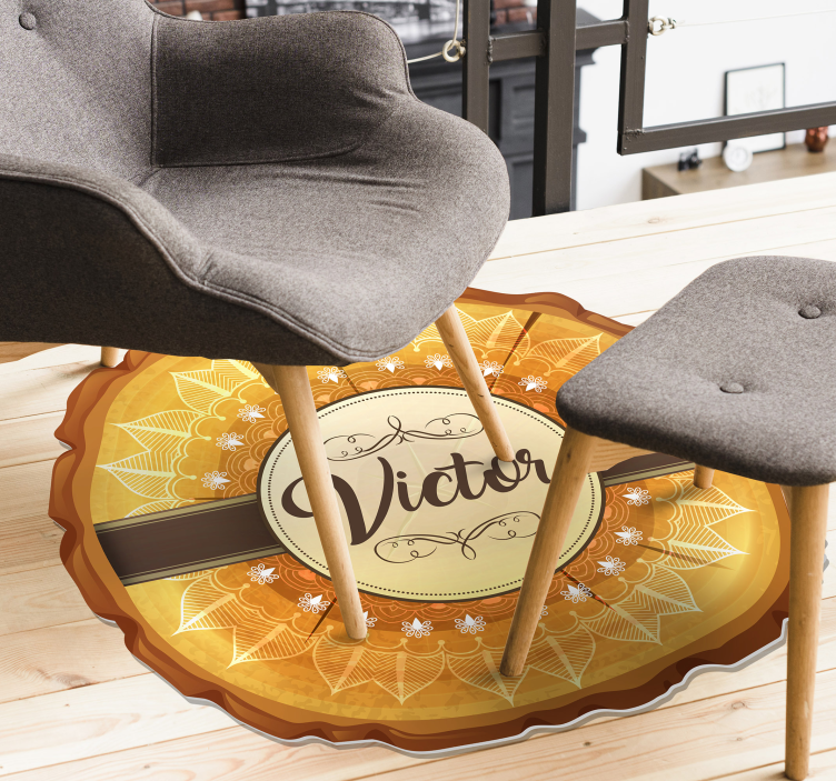 Adı ile kişiselleştirilmiş ahşap mandala vinil halı - TenStickers