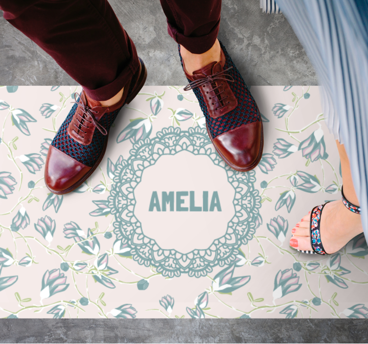 Isimli çiçek tasarımı yatak odası pvc halı - TenStickers