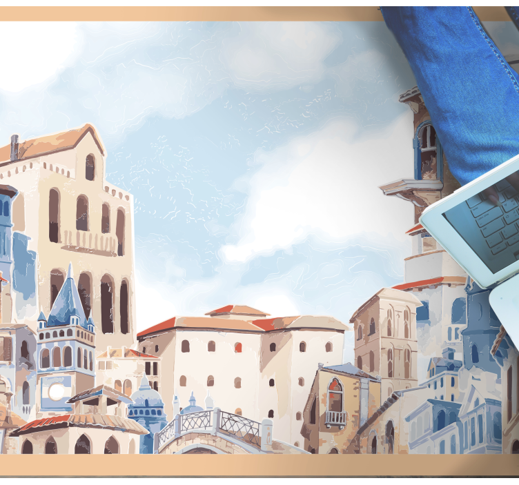 Kıyı şehir manzarası yatak odası pvc halı - TenStickers