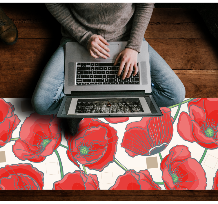 Kızıl çiçek zarafeti çiçekler ve bitkiler pvc halı - TenStickers